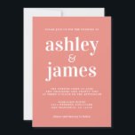 Simple Chic  Typography Burnt Coral Wedding Invitation<br><div class="desc">Simple and chic wedding invitation features white stylish, elegant and modern typography on a burnt coral background. Simply add your wedding details. Exclusively designed for you by Happy Dolphin Studio. If you need any help or matching products please contact us at happydolphinstudio@outlook.com. We're happy to help you make your wedding...</div>