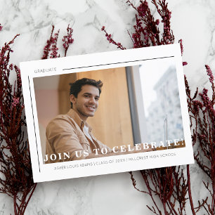 Simple Chic Typography Script Photo Graduate Announcement Postcard