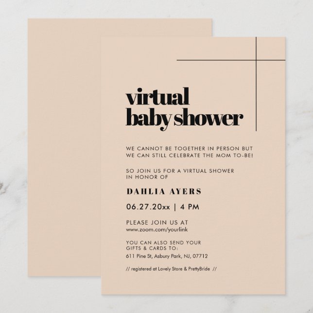 Simple chic Virtual baby shower Invitation (Front/Back)