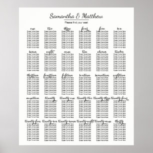 Simple & Chic Wedding - 30 Tables Seating Chart