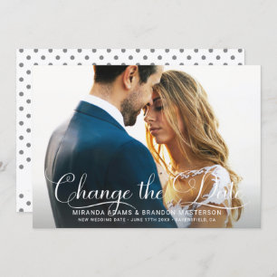 Simple Chic Wedding Change the Date Invitation