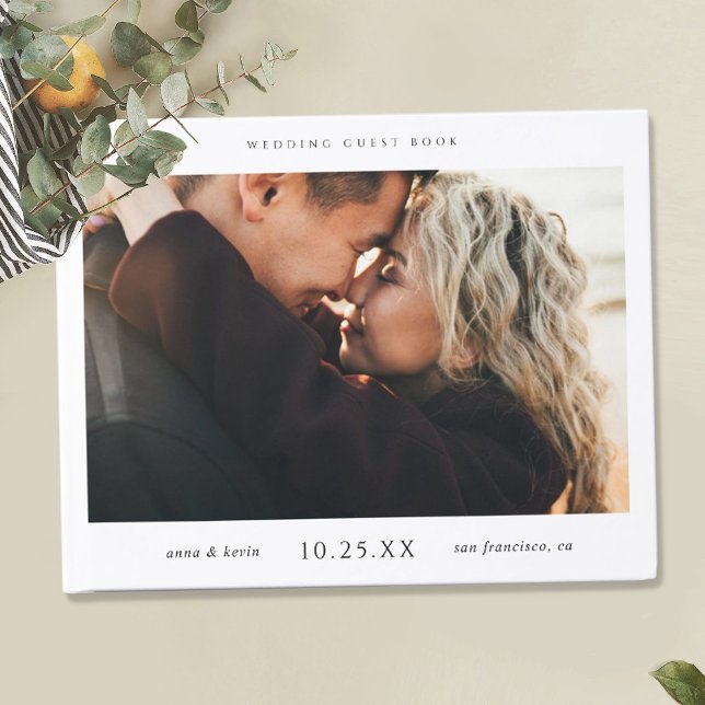 Simple Chic Wedding Guest Book with Photo (Creator Uploaded)
