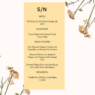 Simple Chic Wedding Menu Card   Custom Minimalist 