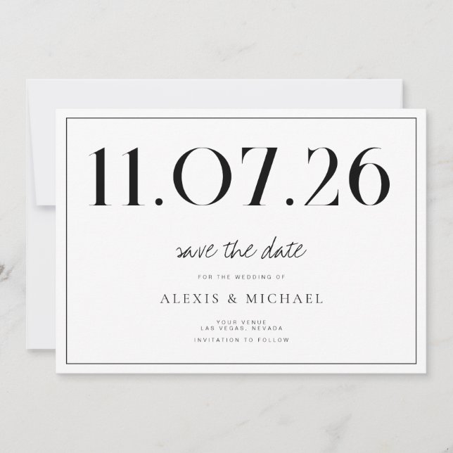 Simple Chic Wedding Non-Photo Save The Date (Front)