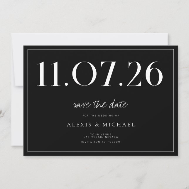 Simple Chic Wedding Non-Photo Save The Date (Front)