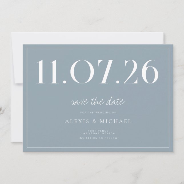 Simple Chic Wedding Non-Photo Save The Date (Front)