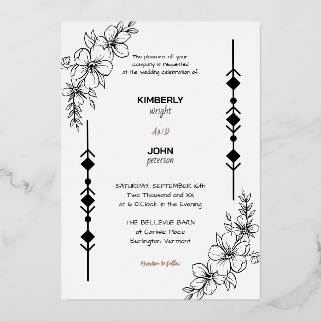 Simple Chic Wedding Rose Gold Foil Invitation (Front)