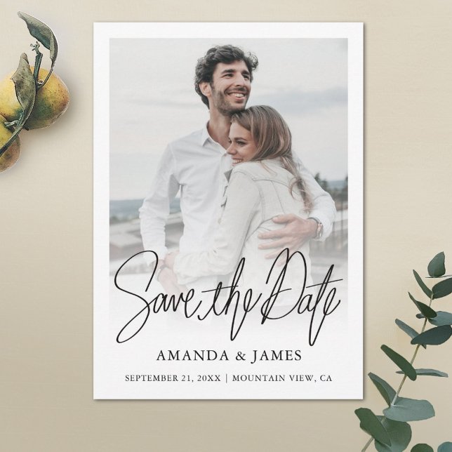 Simple Chic Wedding Save the Date Photo Card (Creator Uploaded)
