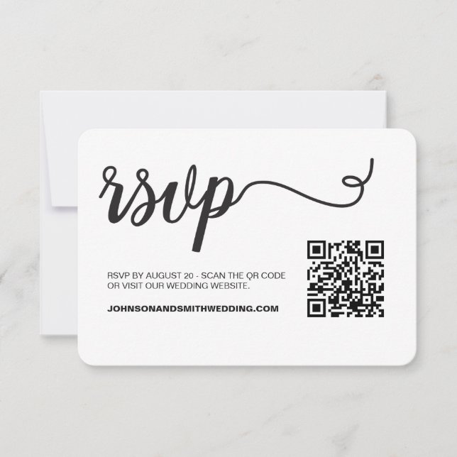 Simple Chic Wedding website RSVP QR Code  (Front)