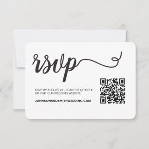 Simple Chic Wedding website RSVP QR Code  Card