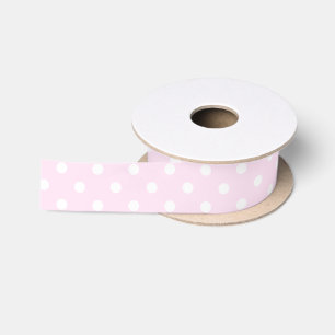 Simple Chic White Polkadots Pattern On Pastel Pink Satin Ribbon