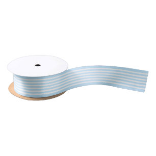 Simple Chic White Stripes Pattern On Pale Blue Satin Ribbon