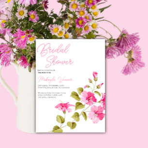 simple chic wild flowers script bridal shower  invitation