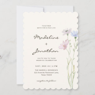 Simple Chic Wildflower Beige Wedding Invitation