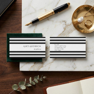 Simple Chick Black White Stripes Geometric Business Card