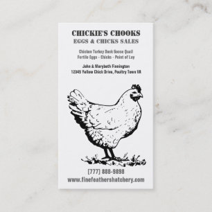 Simple Chicken or Egg Farm in Black and White Business Card