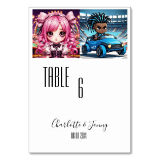 Simple childhood/teenager photo bride & groom table number