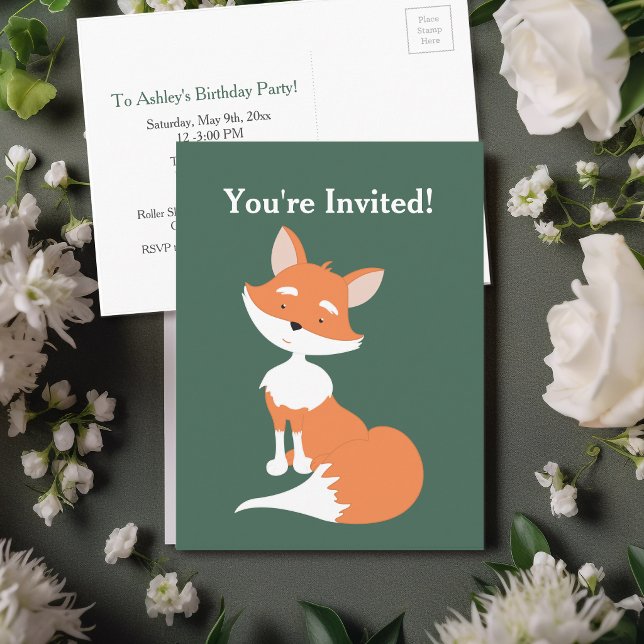 Simple Child's Birthday Fox Invitation Postcard (Creator Uploaded)