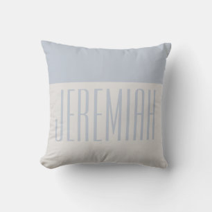 Simple Child's Name Dusty Blue & Cream Nursery Cushion