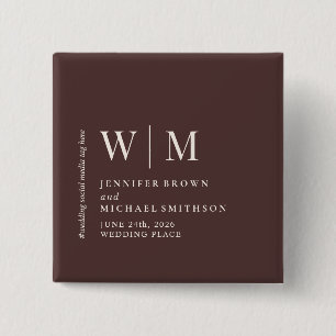 Simple Chocolate Brown Beige Formal Event Wedding 15 Cm Square Badge
