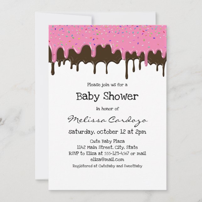 Simple Chocolate Strawberry Drips - Baby Shower Invitation (Front)