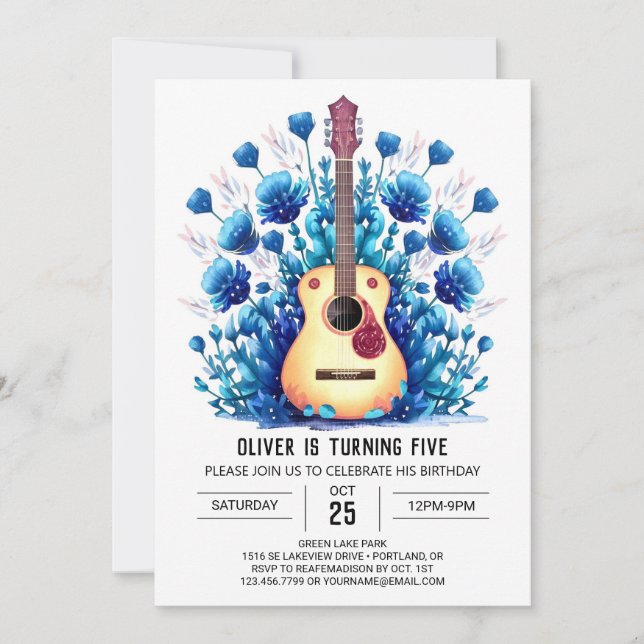  Simple Chord Guitar Boy Birthday Invitation (Front)