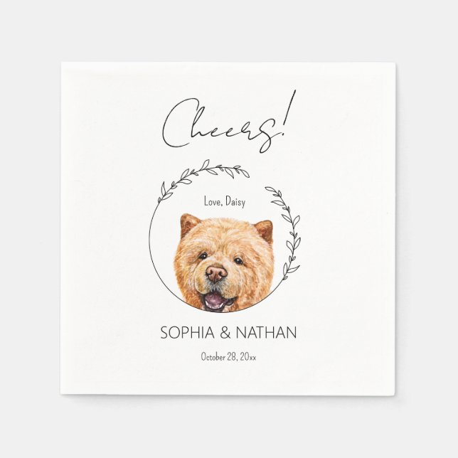 Simple Chow Chow Dog Wedding Cocktail  Napkin (Front)