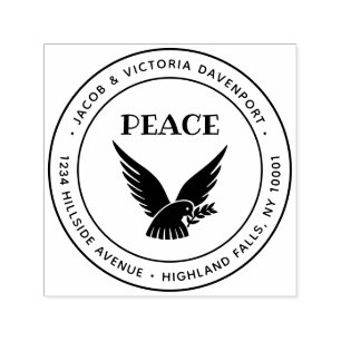 Simple Christian Dove & Peace Return Address Self-inking Stamp