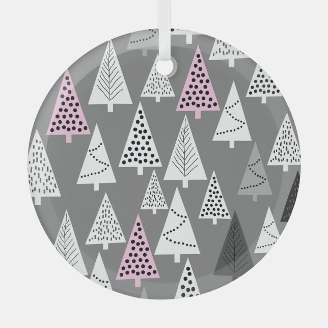 Simple Christmas: Abstract Tree Pattern Glass Tree Decoration (Front)