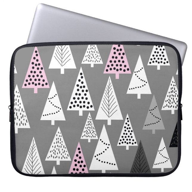 Simple Christmas: Abstract Tree Pattern Laptop Sleeve (Front)