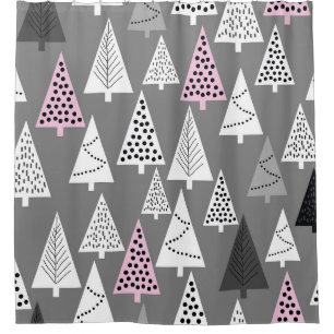 Simple Christmas: Abstract Tree Pattern Shower Curtain