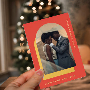 Simple Christmas Arch   Modern Two Photo Red