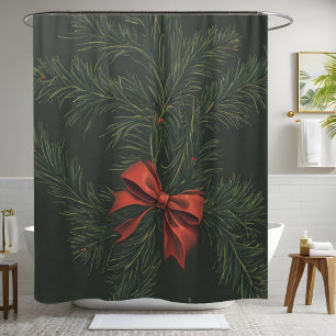Simple Christmas Bathroom Decor Shower Curtain