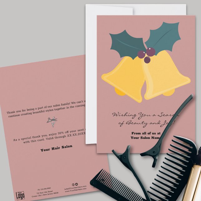 Simple Christmas Bells & Bay Leaves Holiday Card (Simple Christmas Bells & Bay Leaves Holiday Card)