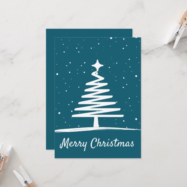 Simple Christmas Card | Minimal Christmas Tree  (Front/Back In Situ)
