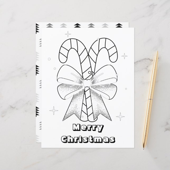 Simple Christmas Colouring Page For Kids (Front/Back In Situ)