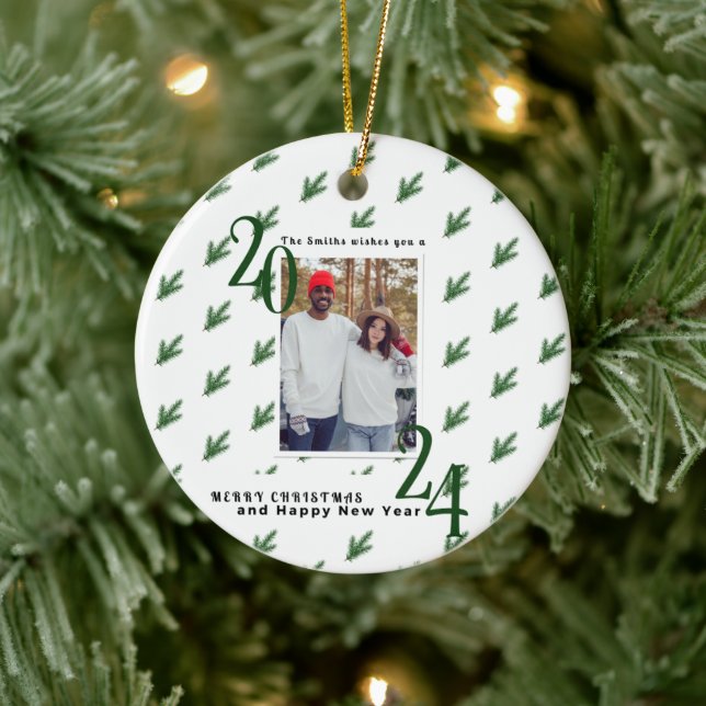 Simple Christmas couple photo Ornament (Tree)
