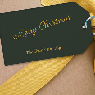 Simple Christmas Gift Tag Forest Green and Gold 