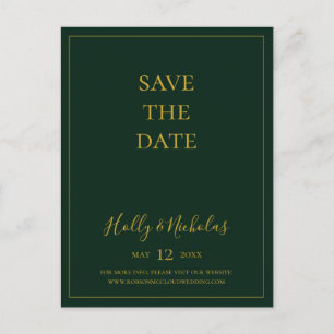 Simple Christmas Green Save The Date Postcard