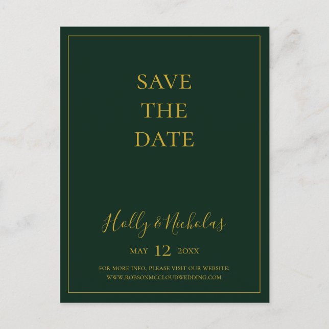 Simple Christmas | Green Save The Date Postcard (Front)