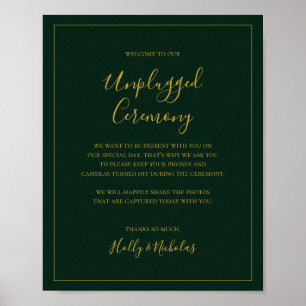Simple Christmas Green Unplugged Ceremony Sign