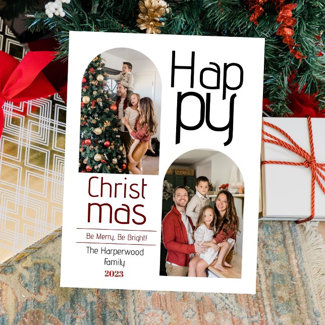  Simple Christmas holidays Modern Typography Photo Holiday Postcard (Creator Uploaded)