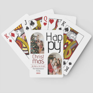 Simple Christmas holidays Modern Typography Photo Playing Cards