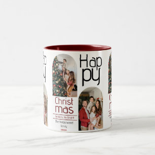 Simple Christmas holidays Modern Typography Photo Two-Tone Coffee Mug