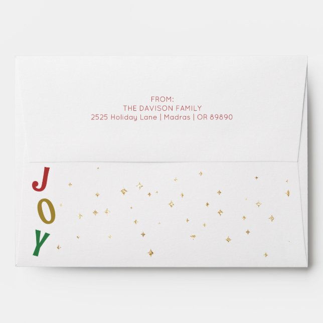 Simple Christmas Joy Holiday Mailing Envelope (Back (Top Flap))