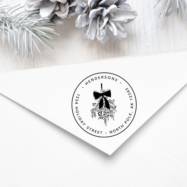 Simple Christmas Mistletoe Return Address Self-inking Stamp (Creator Uploaded)