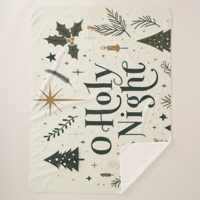 Simple Christmas O Holy Night Sherpa Blanket (Front)