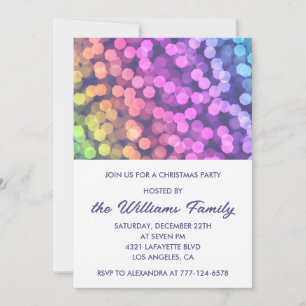 Simple Christmas Party Confetti Rainbow Invitation