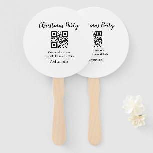 Simple christmas party website barcode QR add name Hand Fan