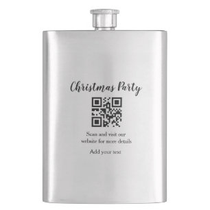 Simple christmas party website barcode QR add name Hip Flask